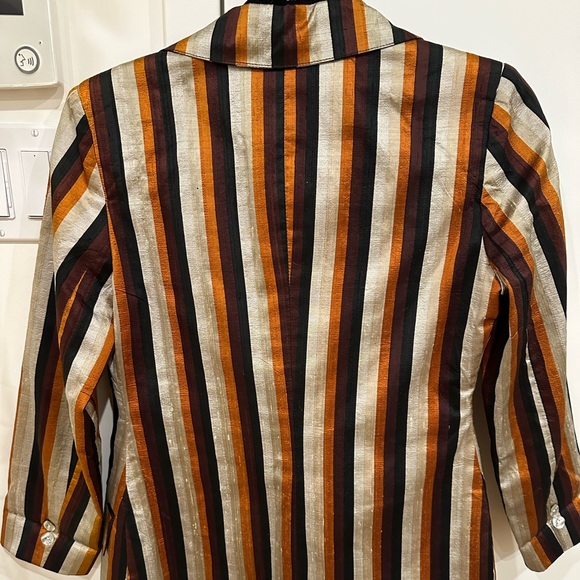 Vintage 1960’s Mr. Blackwell striped blazer 100% silk (Sz 6) - Picture 4 of 14